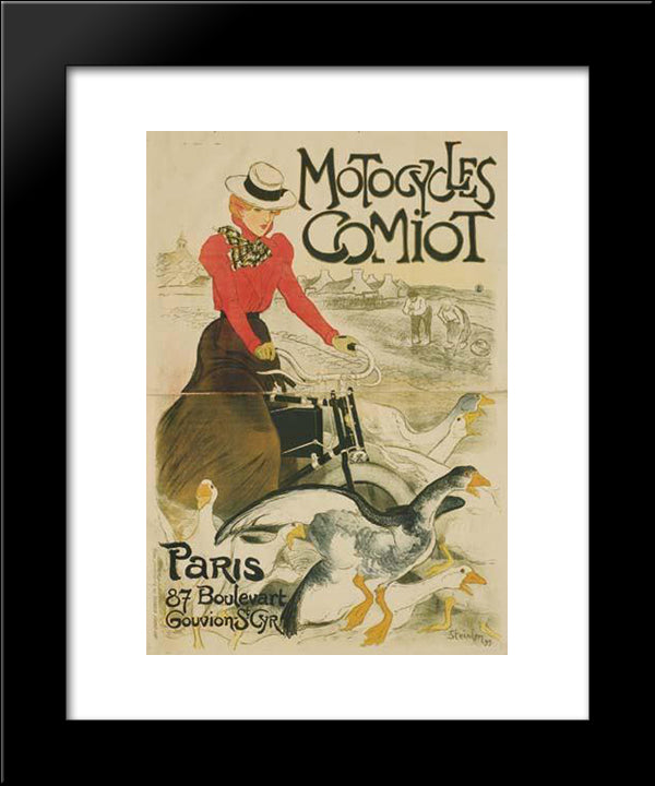 Motocycles Comiot 20x24 Black Modern Wood Framed Art Print Poster by Steinlen, Theophile