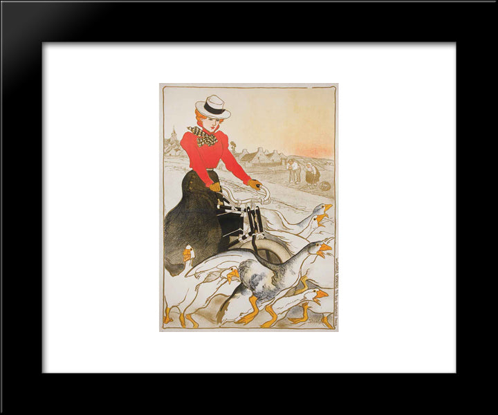 Motocycles Comiot 20x24 Black Modern Wood Framed Art Print Poster by Steinlen, Theophile