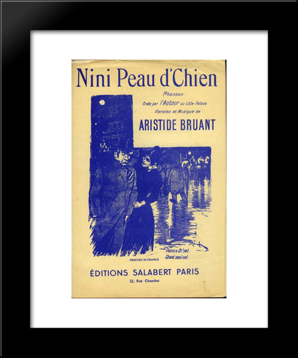 Nini Peau De Chien 20x24 Black Modern Wood Framed Art Print Poster by Steinlen, Theophile