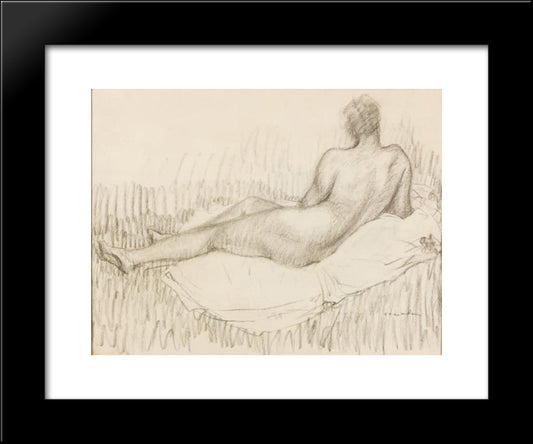 Nu De Dos Allonge 20x24 Black Modern Wood Framed Art Print Poster by Steinlen, Theophile