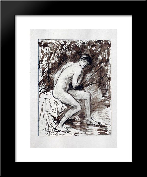 Nude On Bed 20x24 Black Modern Wood Framed Art Print Poster by Steinlen, Theophile