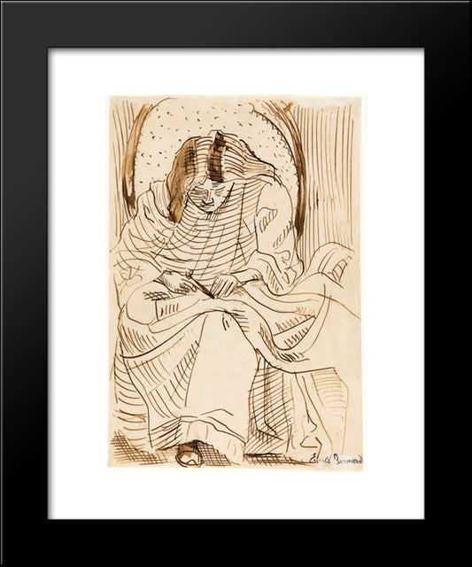 Nude With Disheveled Hair 20x24 Black Modern Wood Framed Art Print Poster by Steinlen, Theophile