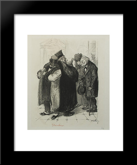 On Detrousse Au Coin Des Lois 20x24 Black Modern Wood Framed Art Print Poster by Steinlen, Theophile