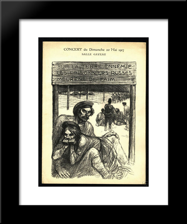 On The Enemy Land - Russian Prisoners Starves From Hunger 20x24 Black Modern Wood Framed Art Print Poster by Steinlen, Theophile