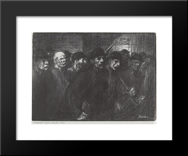 Ouvriers Sortant De L'Usine 20x24 Black Modern Wood Framed Art Print Poster by Steinlen, Theophile