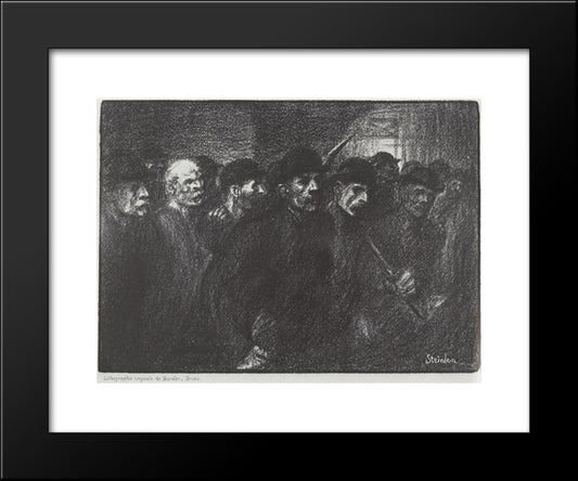 Ouvriers Sortant De L'Usine 20x24 Black Modern Wood Framed Art Print Poster by Steinlen, Theophile