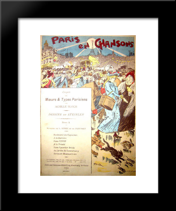 Paris En Chansons 20x24 Black Modern Wood Framed Art Print Poster by Steinlen, Theophile