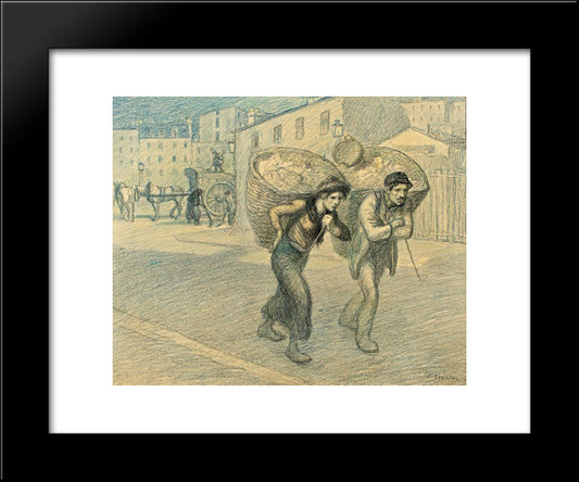 Paris Street Scene 20x24 Black Modern Wood Framed Art Print Poster by Steinlen, Theophile