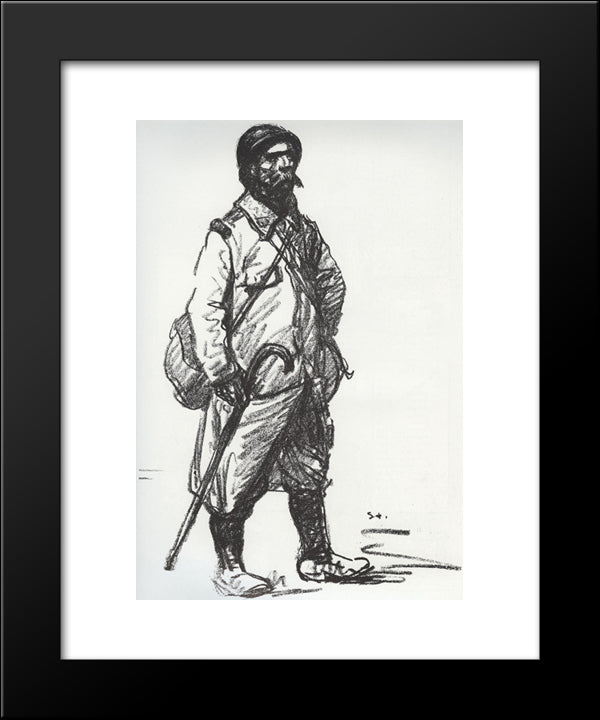 Permissionaire Tenant Une Canne 20x24 Black Modern Wood Framed Art Print Poster by Steinlen, Theophile