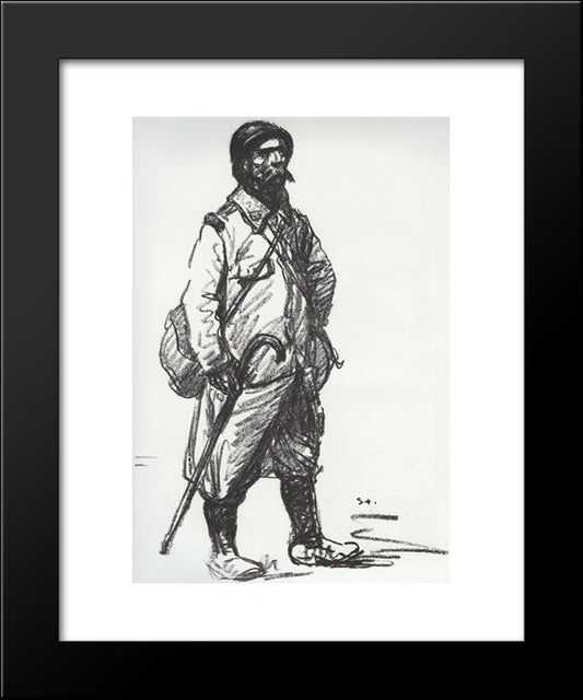 Permissionaire Tenant Une Canne 20x24 Black Modern Wood Framed Art Print Poster by Steinlen, Theophile