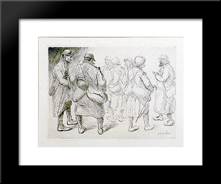 Permissionaires No-2 20x24 Black Modern Wood Framed Art Print Poster by Steinlen, Theophile
