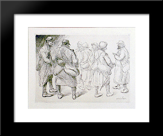 Permissionaires No-2 20x24 Black Modern Wood Framed Art Print Poster by Steinlen, Theophile