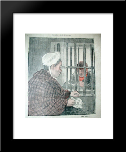 Pieta De Mazas 20x24 Black Modern Wood Framed Art Print Poster by Steinlen, Theophile