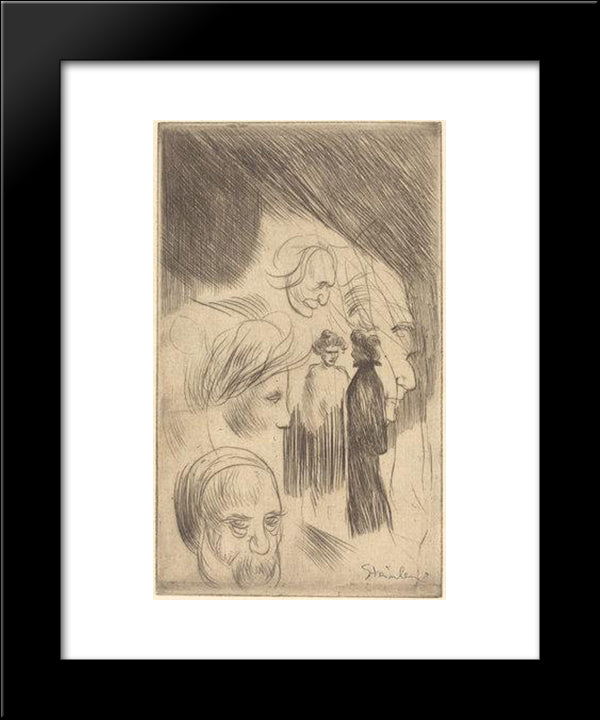 Planche De Croquis No 8 20x24 Black Modern Wood Framed Art Print Poster by Steinlen, Theophile