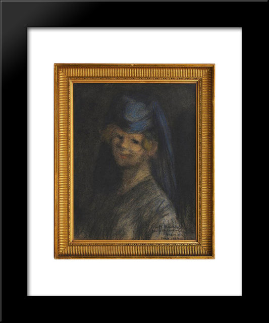 Portrait De Femme 20x24 Black Modern Wood Framed Art Print Poster by Steinlen, Theophile