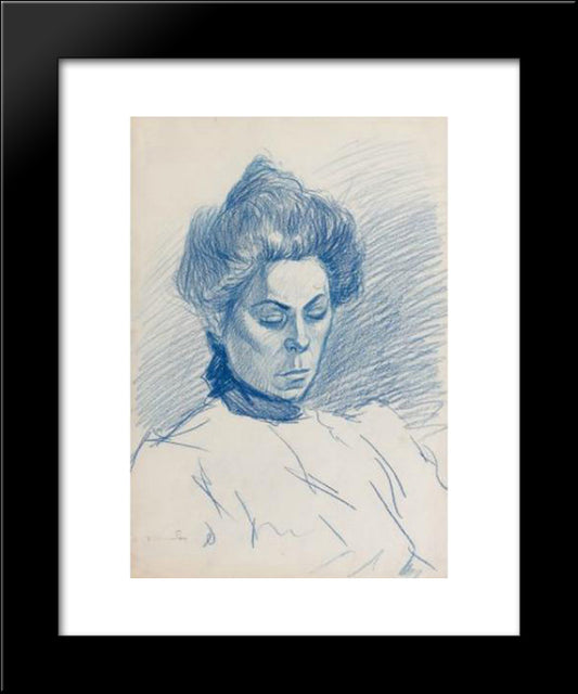 Portrait De Femme 20x24 Black Modern Wood Framed Art Print Poster by Steinlen, Theophile