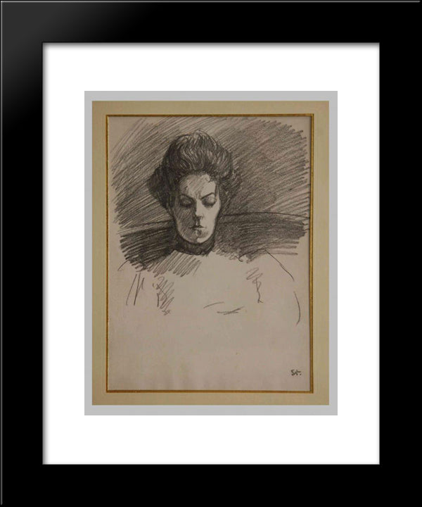 Portrait De Madame Steinlen 20x24 Black Modern Wood Framed Art Print Poster by Steinlen, Theophile