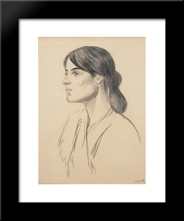 Portrait Drawing Of Suzanne Valadon 20x24 Black Modern Wood Framed Art Print Poster by Steinlen, Theophile