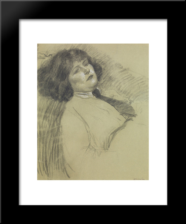 Portrait Of The Artist'S Daughter 20x24 Black Modern Wood Framed Art Print Poster by Steinlen, Theophile
