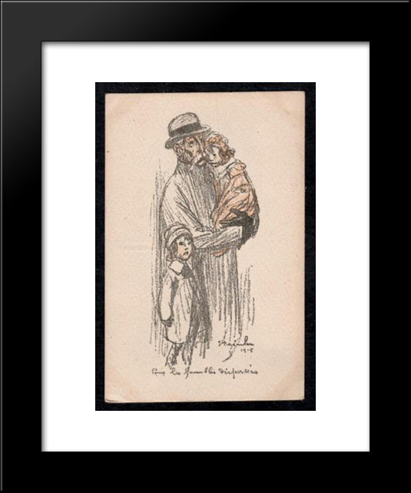 Pour Les Familles Dispersees 20x24 Black Modern Wood Framed Art Print Poster by Steinlen, Theophile