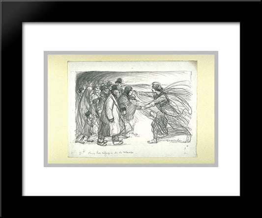 Pours Les Refugies De La Meuse 20x24 Black Modern Wood Framed Art Print Poster by Steinlen, Theophile