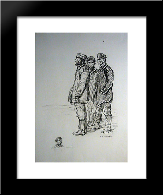 Prisonniers Boches 20x24 Black Modern Wood Framed Art Print Poster by Steinlen, Theophile