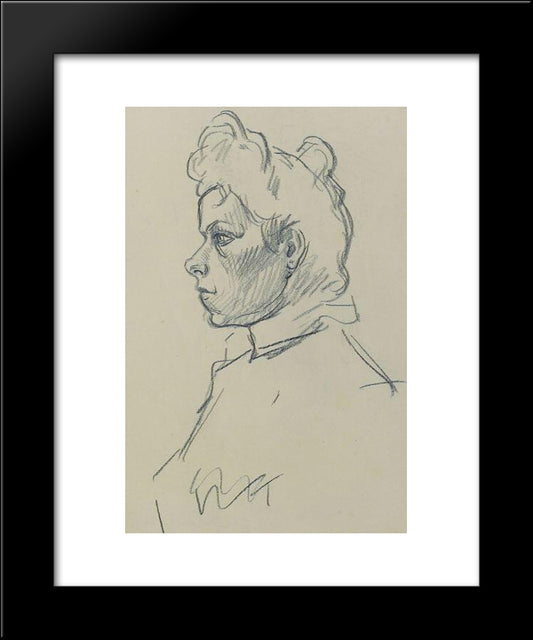 Profile Of Woman 20x24 Black Modern Wood Framed Art Print Poster by Steinlen, Theophile