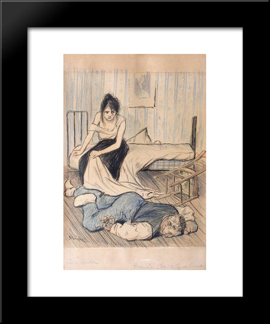 Remords 20x24 Black Modern Wood Framed Art Print Poster by Steinlen, Theophile
