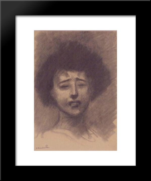 Sad Woman 20x24 Black Modern Wood Framed Art Print Poster by Steinlen, Theophile