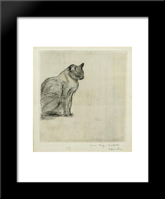 Seated Cat 20x24 Black Modern Wood Framed Art Print Poster by Steinlen, Theophile