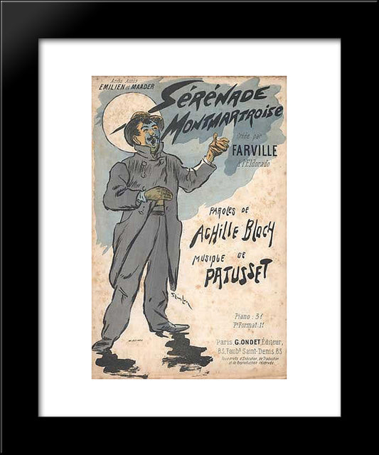 Serenade Montmartroise 20x24 Black Modern Wood Framed Art Print Poster by Steinlen, Theophile