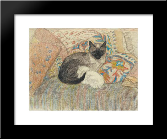 Siamese Cat And Her Kitten 20x24 Black Modern Wood Framed Art Print Poster by Steinlen, Theophile