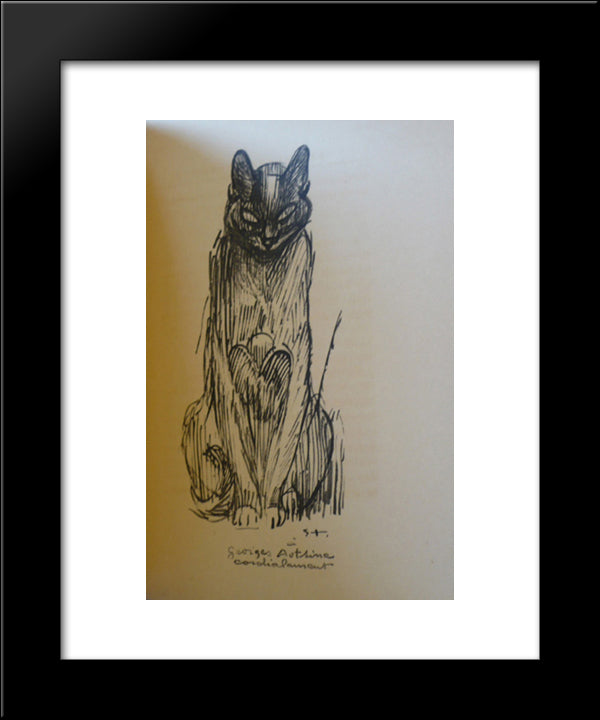 Siamese Cat Ink Drawing 20x24 Black Modern Wood Framed Art Print Poster by Steinlen, Theophile