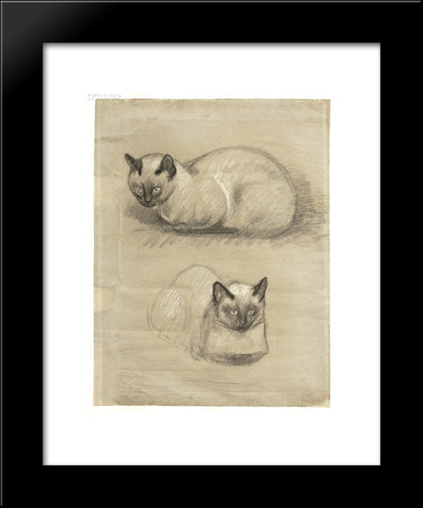 Siamese Cats 20x24 Black Modern Wood Framed Art Print Poster by Steinlen, Theophile