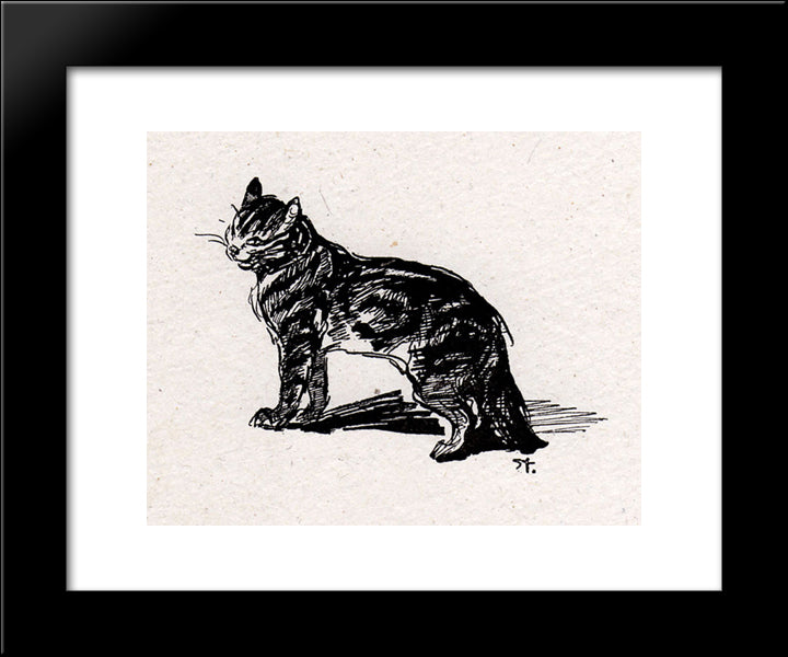 Smiling Cat 20x24 Black Modern Wood Framed Art Print Poster by Steinlen, Theophile