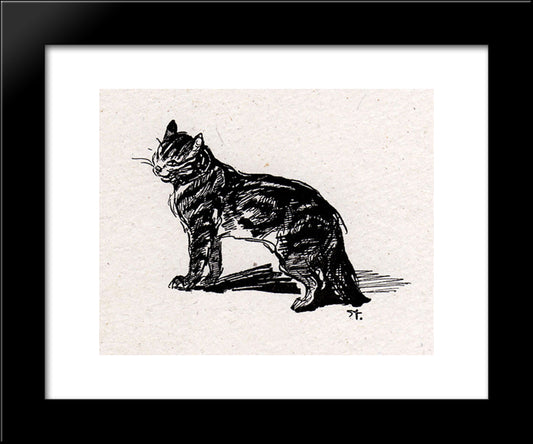 Smiling Cat 20x24 Black Modern Wood Framed Art Print Poster by Steinlen, Theophile