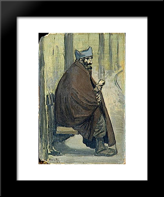 Soldat Convalescent Assis 20x24 Black Modern Wood Framed Art Print Poster by Steinlen, Theophile