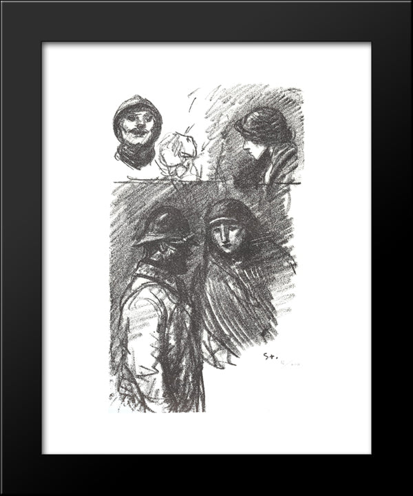Soldat Et Infirmiere 20x24 Black Modern Wood Framed Art Print Poster by Steinlen, Theophile