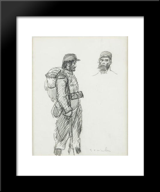 Soldiers 20x24 Black Modern Wood Framed Art Print Poster by Steinlen, Theophile