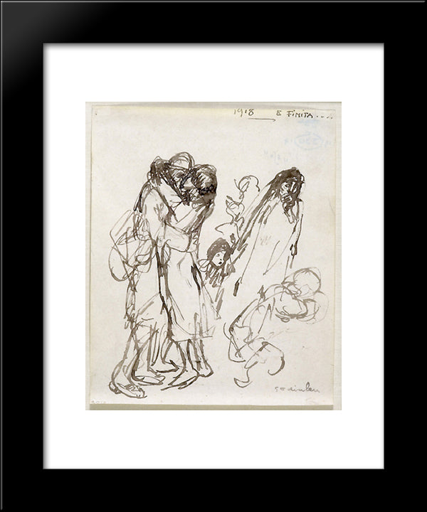 Soldier'S Departure 20x24 Black Modern Wood Framed Art Print Poster by Steinlen, Theophile