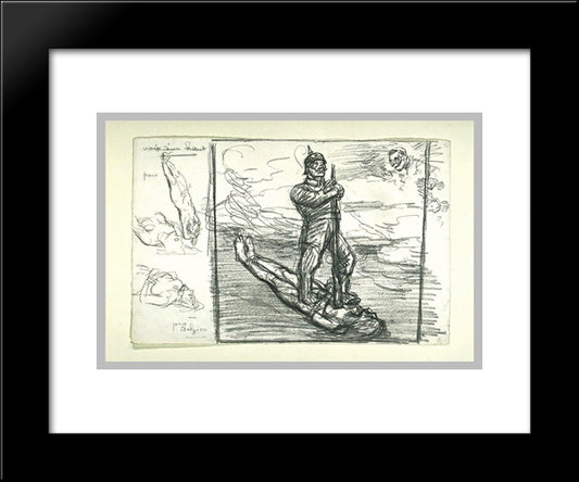 Sous La Botte 20x24 Black Modern Wood Framed Art Print Poster by Steinlen, Theophile