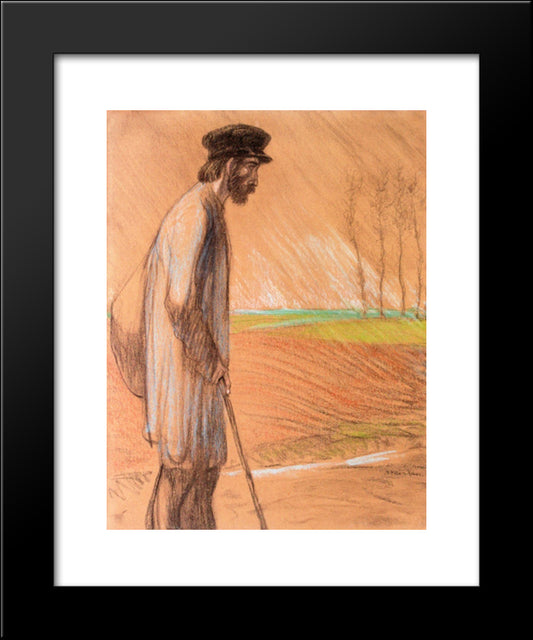 Standing Man 20x24 Black Modern Wood Framed Art Print Poster by Steinlen, Theophile