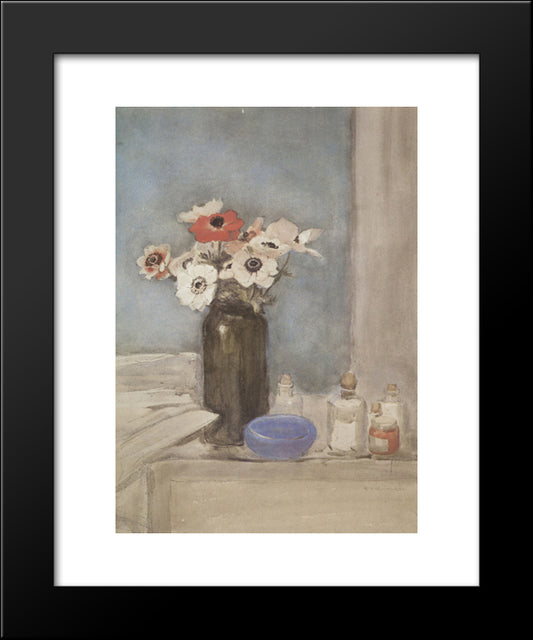 Still Life With Anemones 20x24 Black Modern Wood Framed Art Print Poster by Steinlen, Theophile