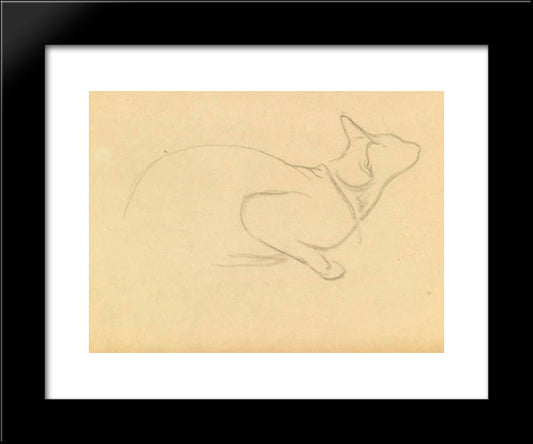 Study Of A Cat 20x24 Black Modern Wood Framed Art Print Poster by Steinlen, Theophile