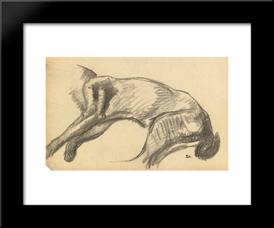 Study Of The Body Of A Cat Stretching Out 20x24 Black Modern Wood Framed Art Print Poster by Steinlen, Theophile