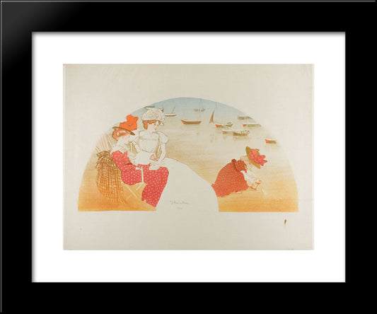 Sur La Plage 20x24 Black Modern Wood Framed Art Print Poster by Steinlen, Theophile