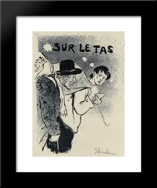 Sur Le Tas 20x24 Black Modern Wood Framed Art Print Poster by Steinlen, Theophile