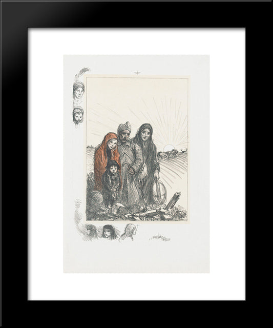 Sur Les Ruines De La Maison 20x24 Black Modern Wood Framed Art Print Poster by Steinlen, Theophile