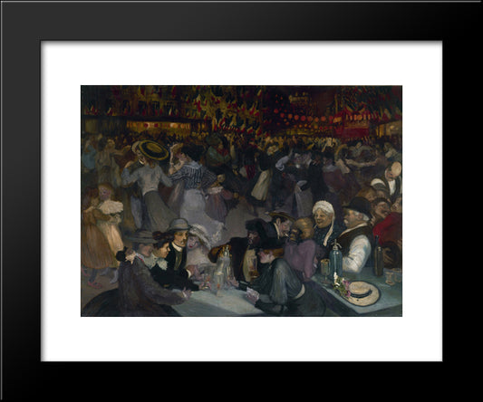 The Ball Of July 14 20x24 Black Modern Wood Framed Art Print Poster by Steinlen, Theophile