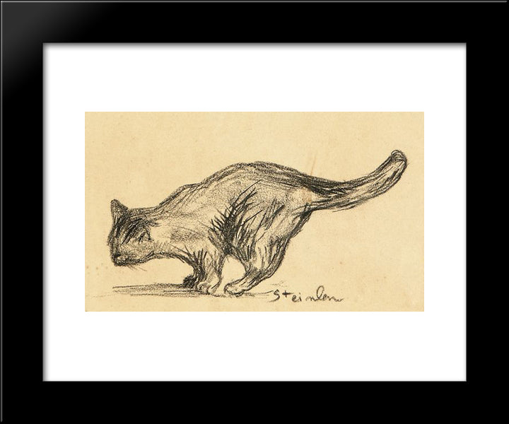 The Cat 20x24 Black Modern Wood Framed Art Print Poster by Steinlen, Theophile